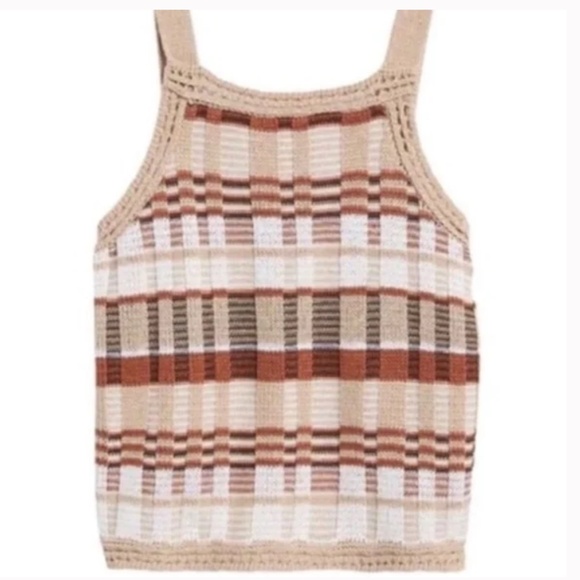 Banana Republic Plaid Cropped Boho Sweater Tank - Picture 3 of 6